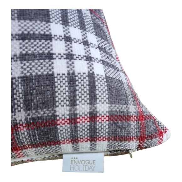 Envogue Holiday Plaid Throw Pillows Set of 2 Red Gray White - Picture 3 of 9